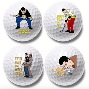 Novelty Printed Happy Gilmore themed Golf Balls - set of 4 NWOT